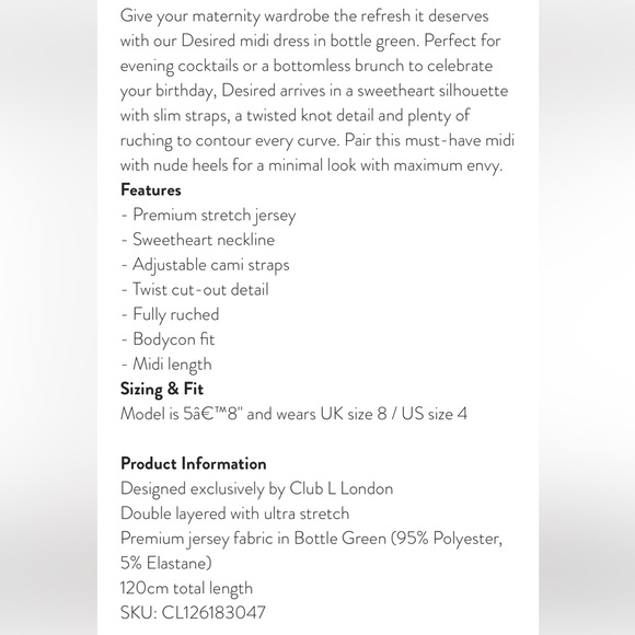 Club L London maternity spaghetti strap dress - Picture 5 of 5